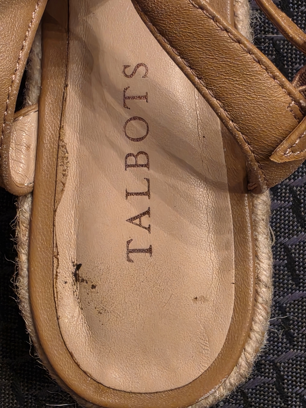 Talbots Tan Espadrille Sandals with Pink & Blue Plaid Knot Size 6.5 - Picture 9 of 9